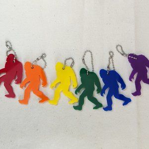 Set of Rainbow Pride Bigfoot Keychains - Book Bag Charms